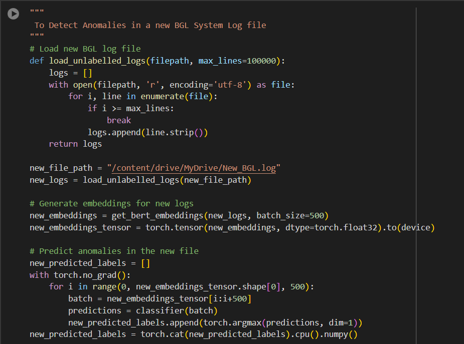 Screenshot of Anomaly Detection code on GitHub